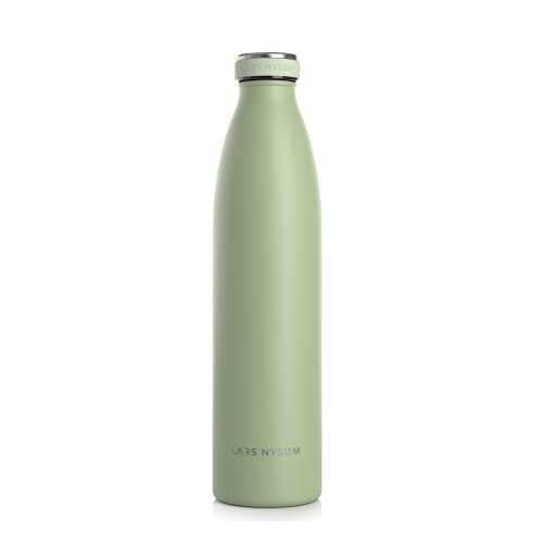 Image of LARS NYSOM Stainless Steel Insulated Water Bottle 12oz 17oz 25oz 34oz 51oz | Insulated Thermo Flask for Hot and Cold Beverages | Leakproof Drinking Bottle (Sage Green, 33.9oz)