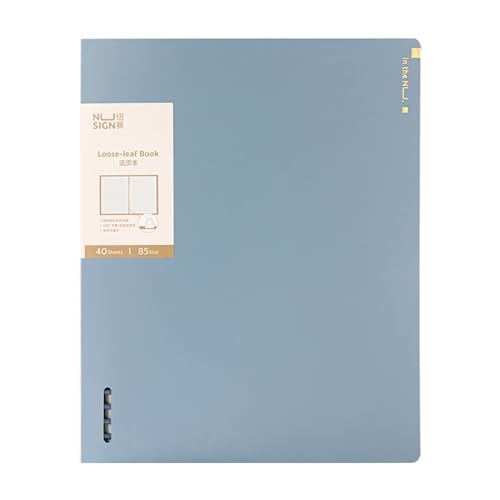 【横トナ】Deli Nusign ルーズリーフバインダー B5 8穴 ブルー NS317 縦型 ルーズリーフ40枚・インデックスシート付き 大容量125枚収納 センターレス設計 くすみカラー リングファイル 事務 オフィス 文具 学習 塾 学校 職場 学生
