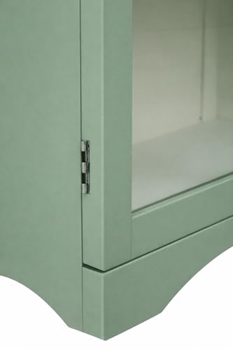 Image of Archies 2 Door Display Cabinet Crockery Cabinet Wooden Multipurpose Cabinet Olive Green and Off White 80 x 40 x 160 cm