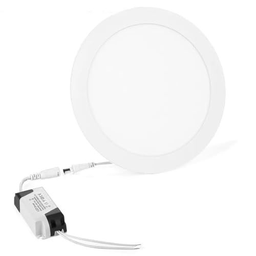 YSJX luces de amplio voltaje, 1 panel LED ultrafino de 3 W, 6 W, 9 W, 12 W, 15 W y 18 W, luz LED redonda de techo integrada, CA 85-265 V, SMD2835(Natural Light,9W)