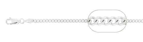 Silver Necklace Chain for Men Women - SOLID GENUINE 925 Sterling Silver 3mm Width Diamond Cut Curb Chain Length 16-24IN2