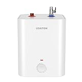 Calentador de agua instantáneo pequeño bajo fregadero, 2000 W, kit de instalación completo incluido, ahorro de espacio, calentador de agua electrónico para cocina, baño, color blanco