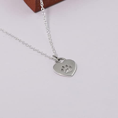 Boma Jewelry Sterling Silver Heart with Cut-Out Paw Pendant Necklace, 18 Inches3