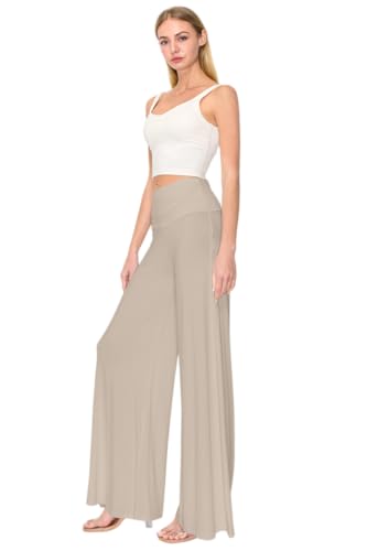 Women's Stretchy Wide Leg Palazzo Lounge Pants Casual Comfy High Waist Palazzo Pants (S-XL)