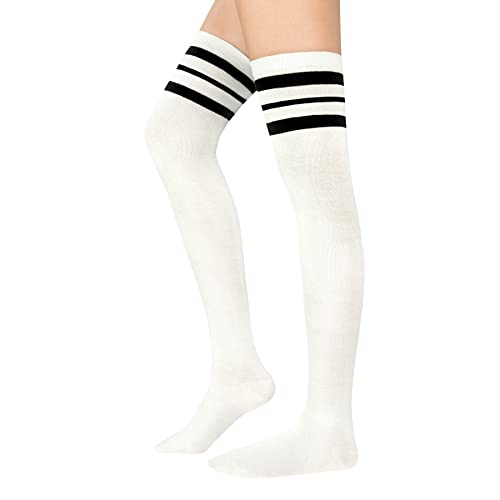 Image of Zando Womens Stripes Thigh High Socks Thigh Highs Casual Knee High Stockings