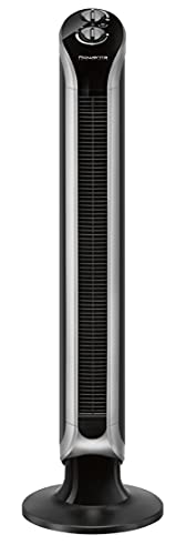 Rowenta Eole Infinite Wydajny wentylator stojący, wieża o wysokości 1 m, 3 prędkości, oscylacja 180° i timer do 3 godzin, 43 dBA, bez łopatek, nowoczesny, czarny VU6620