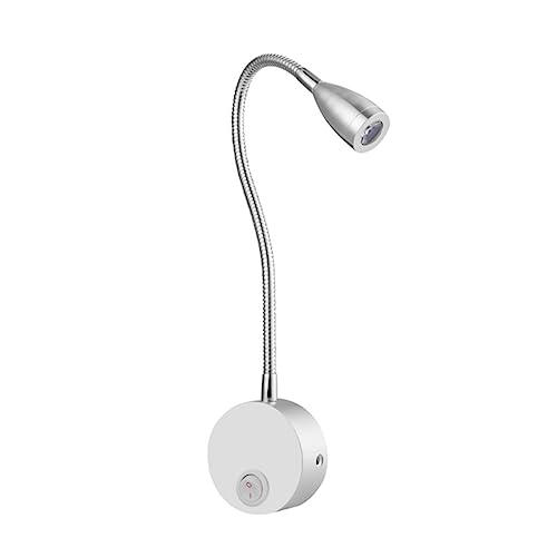 HOMSFOU Lampe De Chevet Led Flexible À Col De Cygne 15.55In Applique Murale Pour Lecture Et Veilleuse Lumière Blanche Froid Design Moderne Brossé Pour...
