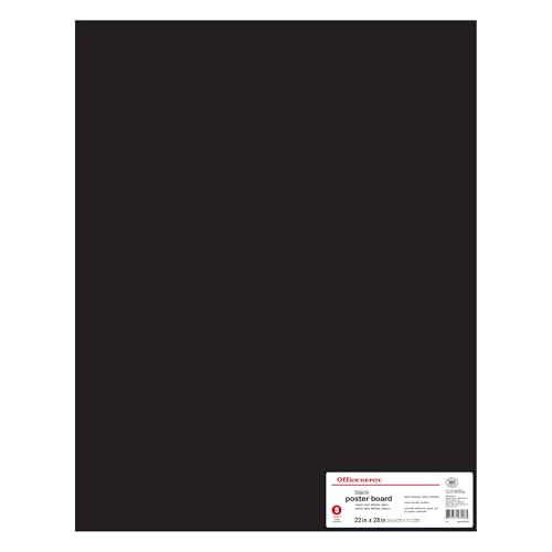 Office Depot Poster Boards, 22in. x 28in., Black, Pack of 5, 23406