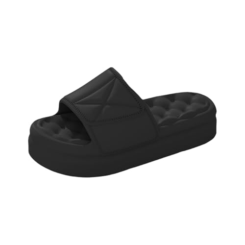 Badtofflor tjock sula damer för kvinnor och män badskor öppna tår badtofflor casual breda fötter badtofflor lätta molnskor bekväma tofflor för hemmet tofflor, svart, 44 EU