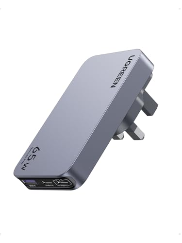 UGREEN Nexode Pro 65W USB-C Charger, Travel Adapter with UK/EU Plug GaN II 3-Port Ultra-Slim Type C Fast Wall Charge Laptop Charging Compatible for MacBook Air, Dell XPS, iPad, iPhone 17/16, Samsung