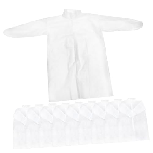 FOMIYES 10pcs Disposable Lab Coats Breathable Comfortable Long Sleeve Workwear Buttons Non-woven Material One Size Fits Random Style