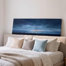 Peinture de paysage marin panoramique pour salon déco côtière sombre