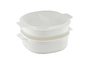 Care + Protect Stoomkoker voor de magnetron, ideale container voor het koken van stoom, serveren en bewaren, BPA-vrij, 4 l, met 2 inzetstukken
