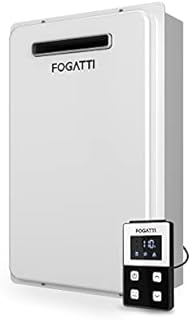 Propane Gas Tankless Water Heater, FOGATTI Outdoor 6.3 GPM, 145,000 BTU White Instant Hot Water Heater, Instagas Classic 145S Series