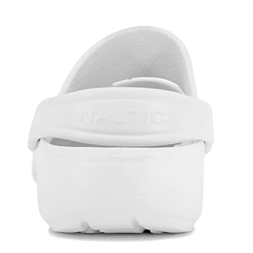 Nautica Women's Clogs - Athletic Sports Sandal - Water Shoes Slip-On With Adjustable Back Strap With Open Slits - Beach Sports Summer Shoe-River Edge-White-7 #TOP2