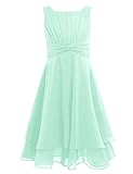 CHICTRY Mädchen Kleider Festlich Hochzeit Partykleid Chiffon Festzug Kinder Brautjungfer Kleider Kinderkleider Gr. 104 116 128 140 152 164 B Mint Grün 164