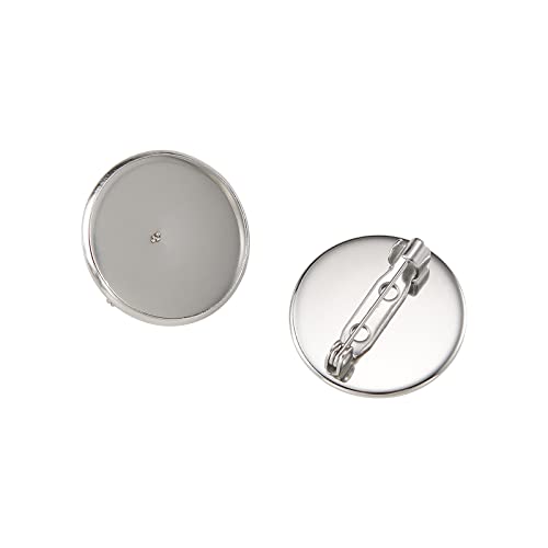 Image of LiQunSweet 100Pcs 304 Stainless Steel Brooch Findings Back Bar Findings Flat Round for Jewelry Finding Making Craft Art DIY Project Replacement - 22mm