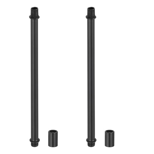 Image of PATIKIL Straight Pipe Lamp Stems Rod Kit, 2 Set M10 Carbon Steel 200mm(7.87 inch) Long Double End Thread Rod with Coupling Nuts Sleeve Connector for Table Lamps Chandeliers,Black