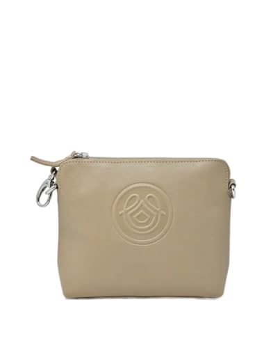 Laura Valle Bolso Cuero Mujer Bandolera Modelo DAIRA – Bolsos de Piel Autentica Mujer Elegantes con Logo Grabado – Bolsos Mujer Bandolera Versátiles y Modernos (Camel)