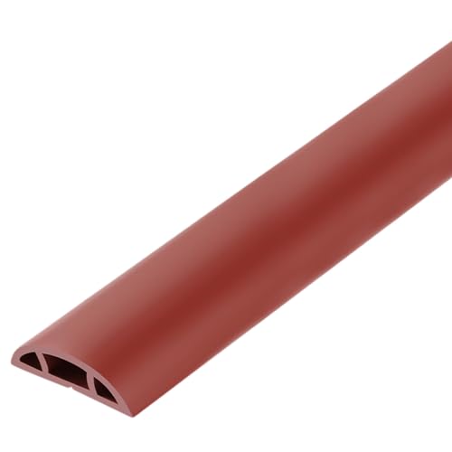 Protector de cables para pisos, canaleta para cables de PVC roja, 18 m, resistente y fácil de instalar con adhesivo, para exteriores, instalaciones industriales, PC y obras de construcción miniatura 1
