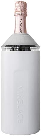 Vinglacé Wine Bottle Chiller- Portable Champagne Insulator- Stainless Steel Wine Cooler Sleeve, White