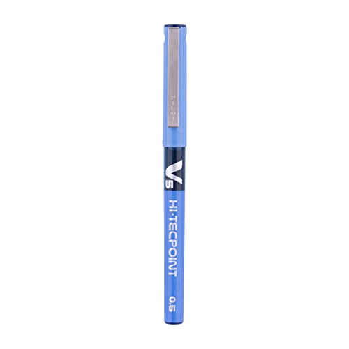 Image of Pilot - Hi-Tecpoint V5 0.5mm Extra Fine Point Pure Liquid Ink Roller Ball Pen | Blue Ink, Pack Of 5 & Hi-Tecpoint O5 0.5mm Extra Fine Point Roller Ball Pen | Pack Of 5 (4 Blue + 1 Black)