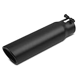 Vurkcy 2.5 inch Inlet Exhaust Tip, 3' Outlet 12' Overall Length Stainless Steel Exhaust Tail Pipe, Bolt-On, Rolled Edge, Slant Sleek Angle Cut, Polished Tailpipe, Black