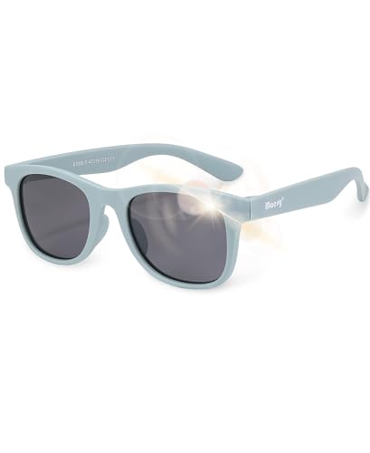 Maesy Gafas de Sol para Niño, Edades 3 6 Años, Protección Polarizada UV400, Montura Flexible y Blanda, Gafas de Sol Seguras y Cómodas para Niños, Azul Claro, Lino