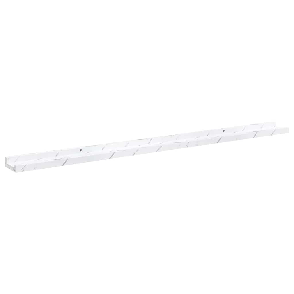 Juego de 4 estanterías de pared con aspecto de mármol blanco, estantes flotantes de madera, estantes decorativos de pared para salón, pasillo y oficina, 115 x 9 x 3 cm