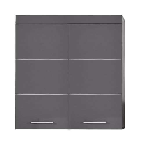 trendteam smart living Armoire de Toilette avec Espace de Rangement, Bois d'ingénierie, Gris Brillant, 73 x 77 x 101 cm