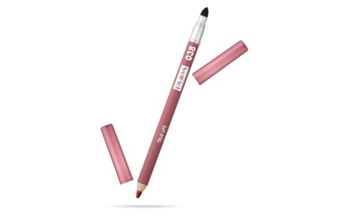 Pupa Milano True Lips Blendable Lip Liner - Dual-Ended Matte Lining Color and Brush - Light and Creamy, Hydrating, High Pigment, Smudge Proof Formula - Paraben Free - 038 Rose Nude - 0.042 oz