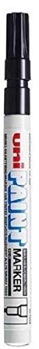 Uni Coloured Fine (0.8-1.2mm) PX-21 Black Oil Paint Marker Pen Metal Glass Wood Plastic Stone Outdoor Bullet Nib Tip (Pack Of 1)