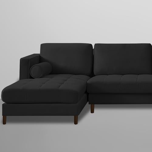 Image of Lezra LHS 4 Seater L Shape Sofa Set for Living Room (Black Fabric) Premium Fabric Sofa