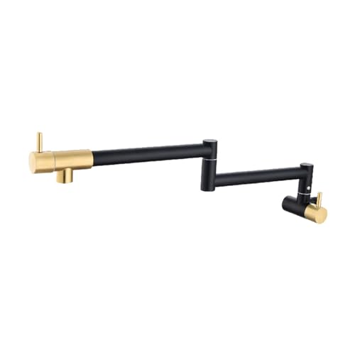 Grifo de cocina plegable de pared acabado oro negro con manijas de alta precisión