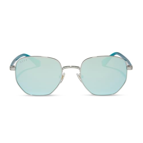 DIFF Jessie James Decker JJD Designer Sunglasses for Women UV400 Protection, Silver + Turquoise Ice Mirror4