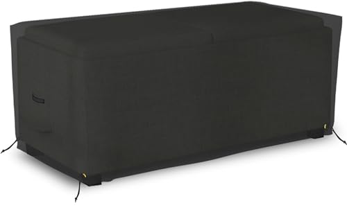 Covers & all Rectangle Ottoman Cover, 12 Oz Waterproof UV & Weather Resistant Patio Garden Furniture Stool Protector, Indoor Outdoor with Air Vents & Drawstrings (32"L x 22"W 17"H, Black) - Thumbnail 5