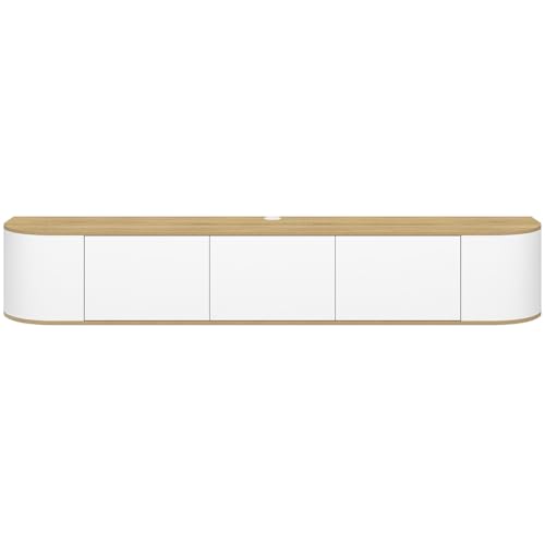 Meuble TV 180 cm suspendu LEORA 3 portes bois et - vue 3