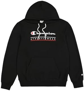Champion Erkek Baskılı Kapüşonlu Sweatshirt, Siyah, L - Görsel 1