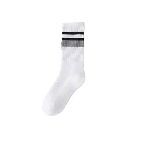 POLGDW Calze Termiche 5 Paia Calzini Caldi Invernali Assorbimento del Sudore Casual Strisce Crew Sock Donne Soft Outdoor Sport Run Calzini-Bianco-UE 35-45