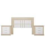 Homey Cambria y Blanco Pack Cabecero Nórdico Diana 2 Mesitas de Noche | Práctico y Elegante | Fácil de Montar, Colores, Madera, 160 x 120 cm (Cama 135-140-150 o 160)