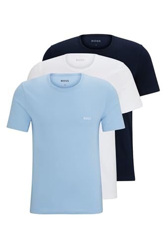 BOSS Herren TShirtRN 3P Classic Dreierpack T-Shirts aus Baumwolle Hellblau L