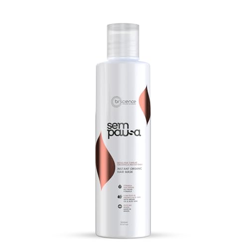 Máscara Alisadora Orgânica Sem Pausa Brscience - Alisamento em 15 Minutos - Tratamento Disciplinante, Sem Formol, para Todos os Tipos de Cabelos - Ação Imediata, Dermatologicamente Testada, Hidratação e Brilho (300 ml)