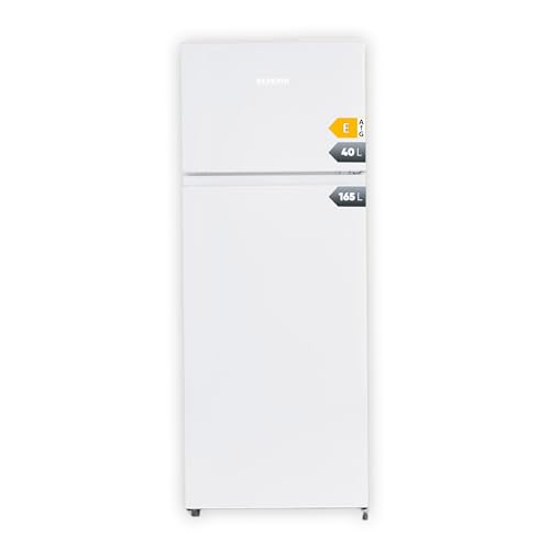 SEVERIN Doppeltür-Kühl-/Gefrierschrank, 2 x höhenverstellbare Abstellflächen, große Veggiebox, extrem leise - 40 dB, 206 L Nutzinhalt, weiß, DT 8760