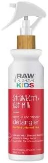 RAW SUGAR Kids Strawberry + Oat Milk Leave-in Conditioner & Detangler For Fine Untamed Hair - Infused with Baobab Seed Oil - 6 fl. oz, 6 Fl Oz (Pack of 1)