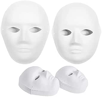Pack De 12 Máscaras De Papel Blancas Para Manualidades - Incluye Gomas Elásticas, Ideales Para Pintar Y Decorar