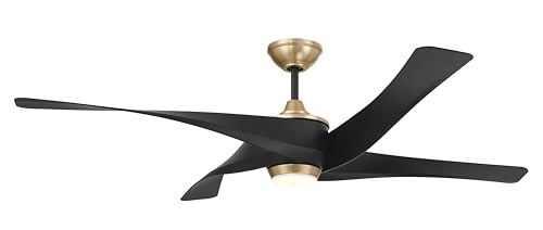 Craftmade Venn 58 in. Flat Black/Satin Brass Finish Dual Mount (Flat or Angled Ceiling) Energy Saving, 6-Speed Reversible Indoor Ceiling Fan with Hardwired Wall Control Included thumbnail 4