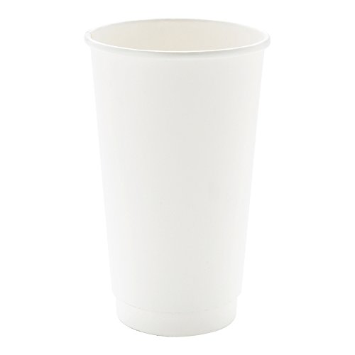 Image of Restaurantware 20 Ounce Disposable Cups, Pack of 250 Insulated Double Wall Paper, Leakproof, White Paper Rolled Rim Hot Beverage Cups a€ inch Lids Sold Separately, Ideal for Coffee, Tea and More
