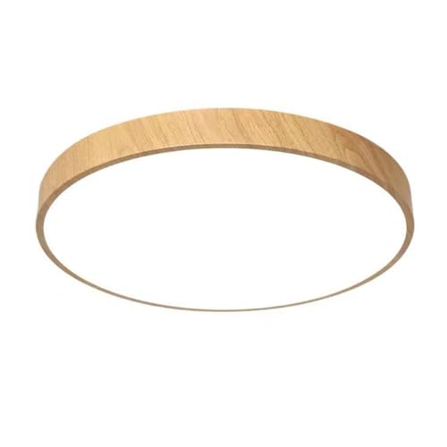 Plafonnier LED Rond Minimaliste 50cm, Luminaire Encastré Style Moderne Imitation Bois