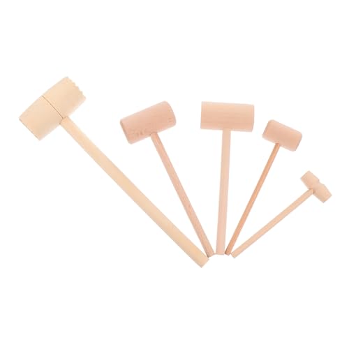 Toyvian 5 Piezas Martillo de Madera para Carne de Martillo para Tiernizar Carne Mango Ergonómico Material de Madera Natural sin Olor para Cocina y Barbacoa