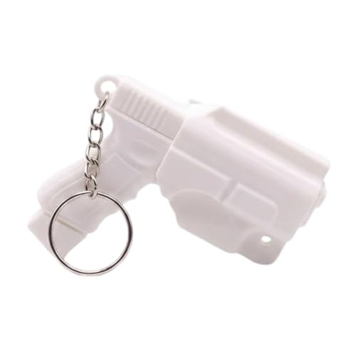 Image of Gun Keychain With Holder For Men, Mini Gun Key chain Pistol Keychain Accessory, Novelty Miniature Keyring For Car, Bike, Backpack Or Bag Charm, White Collectible EDC Gift (White)